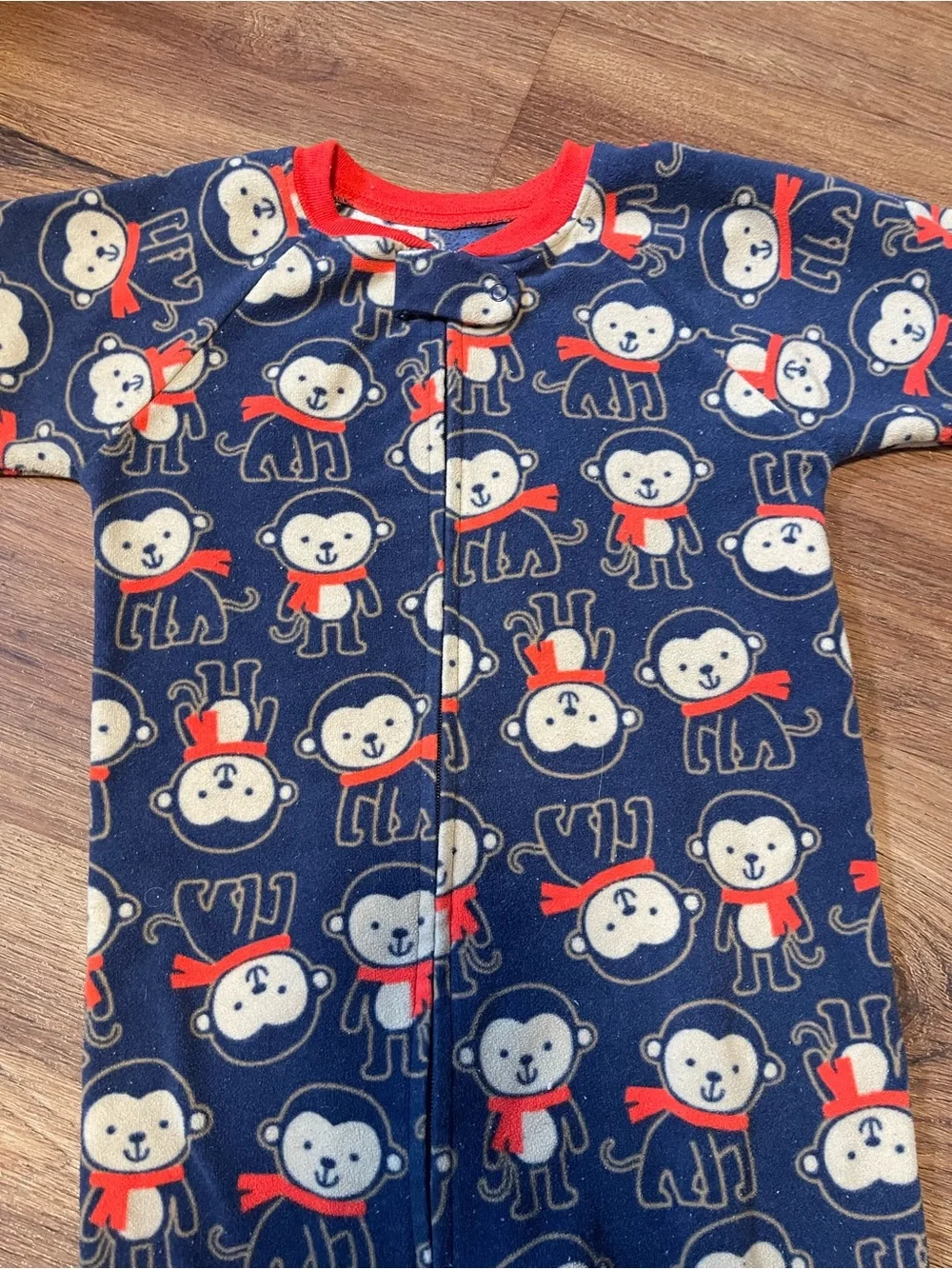 Carter's Navy Monkey Print Footed Pajamas